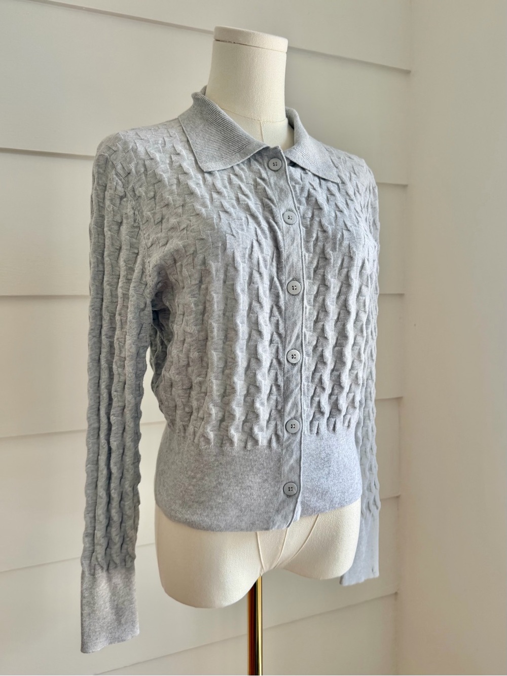 Margaret O’Leary Marley Cardigan Silver Grey size S 3D sweater - Picture 2 of 7